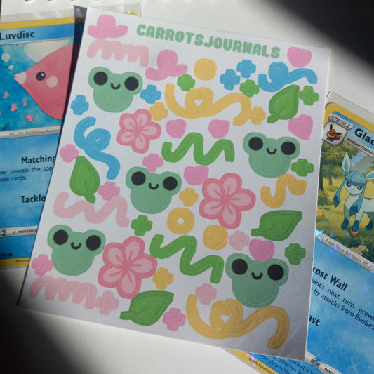 Flower Frog Alien Sticker Sheet