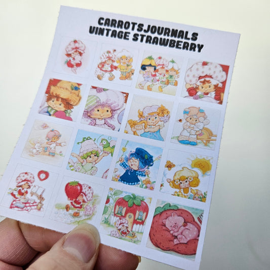 Vintage Strawberry Square Stickers